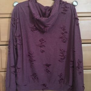 Burgundy ripped sweatshirt